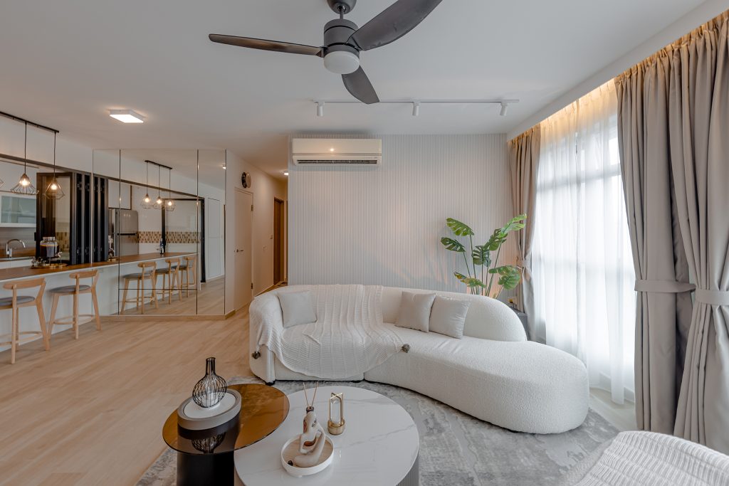 661b edgeplains, 5-Room HDB living room design, open plan living room with kitchen