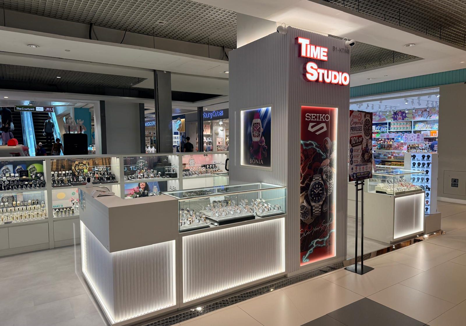 Retail @ Westgate interior design with illuminated display cabinets